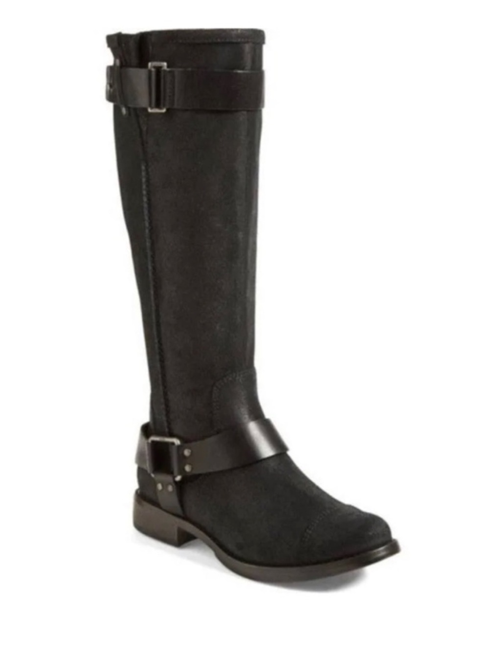 Ugg Dree Harness Boots Tall‎ Black Suede Western Moto Biker